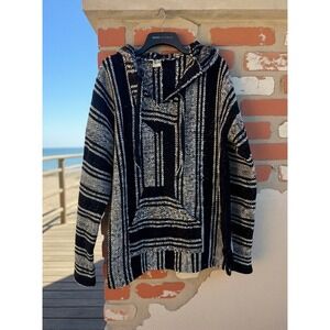Vel‎ Mex Baja Hoodie Pullover Striped Pouch Pocket Hooded Sweatshirt XXL